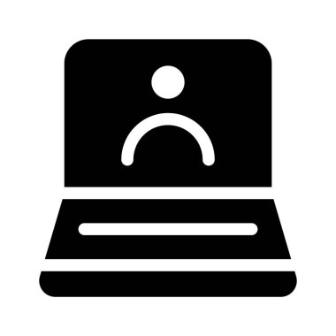 Uzaktan çalışmayı sembolize eden kullanıcı profilli bir dizüstü bilgisayar