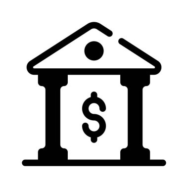 Finans kurumları ve tasarruf kurumlarını temsil eden klasik banka binası simgesi