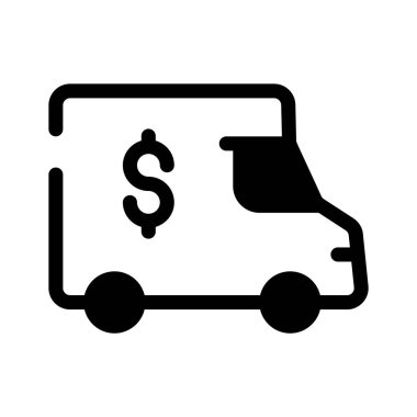 Bir dolarlık bir minibüs, iş lojistiği ya da teslimatları temsil ediyor.