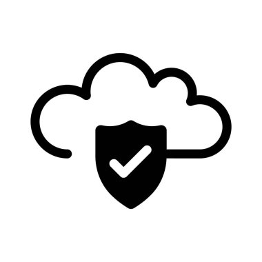 Güvenli bulut hizmetlerini temsil eden kalkanlı bir bulut.