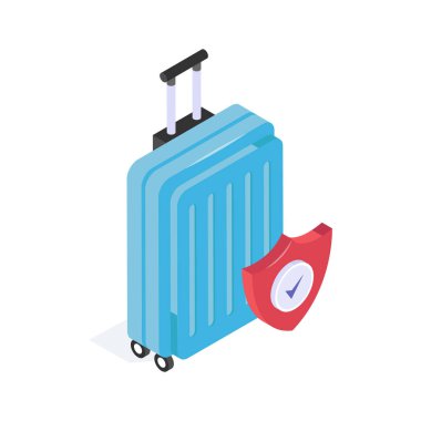 Seyahat sigortası vektör tasarımını sembolize eden koruyucu bir kalkanla