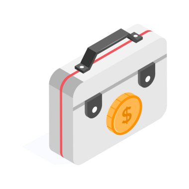 Antika para çantası, nakit çantanın izometrik simgesi.