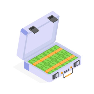 Antika para çantası, nakit çantanın izometrik simgesi.