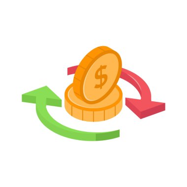 Para ve oklu bir döviz simgesi.