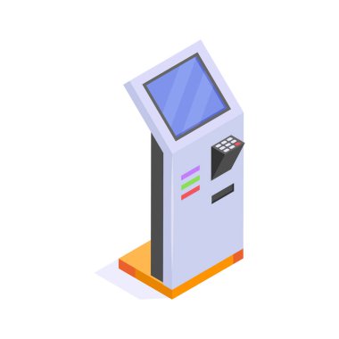 ATM makinesinin bu modaya uygun izometrik simgesini vektör kullanmaya hazır hale getir
