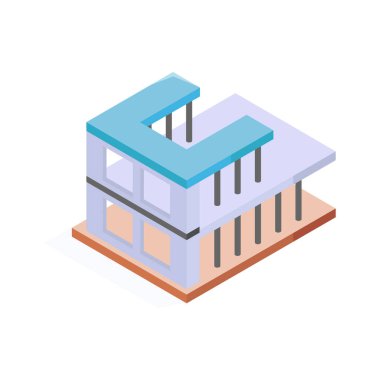 Şık, çok katlı, modern bina yapım aşamasında.