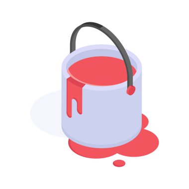 Özelleştirilebilir tasarımda boya kovasının birinci derece izometrik simgesi