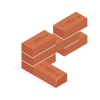 Modern tarzda iyi tasarlanmış tuğla duvar izometrik simgesi