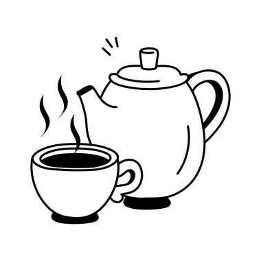 Modern tarzda bu el yapımı çay fincanı ikonunu alın.