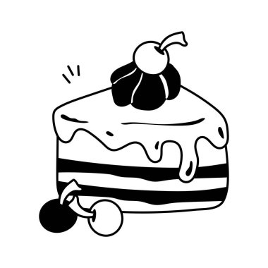 Tatlı, tatlı, fırın, lezzetli bir dilim pasta vektör tasarımı.