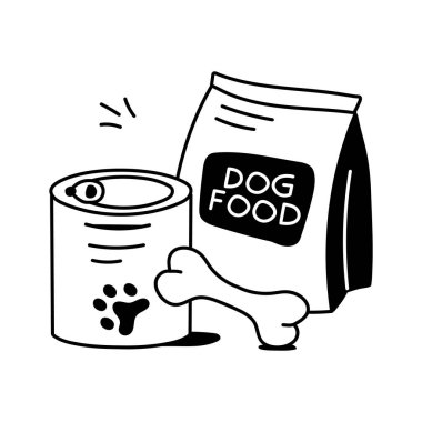 Besleyici konserve ve paketlenmiş yiyecek elle çizilmiş ikon tasarımı