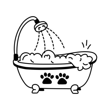 Yıkama ve tımar etme için tasarlanmış küçük bir küvet.