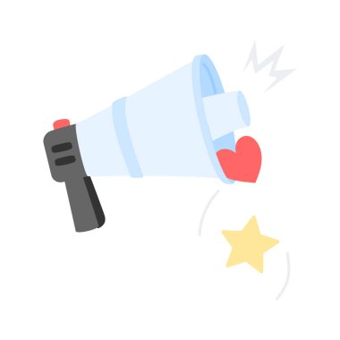 Simgeli bir megafon, duyuruları ve mesajları sembolize ediyor.