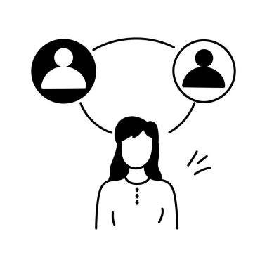 Çizgilerle birbirine bağlı iki profil, iletişimi ve ağı temsil ediyor