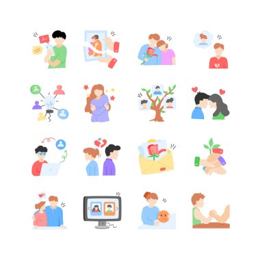 Bu çizimler, bağlantı ve sevgiden çatışma ve çözüme kadar farklı ilişki dinamiklerini gösteriyor.