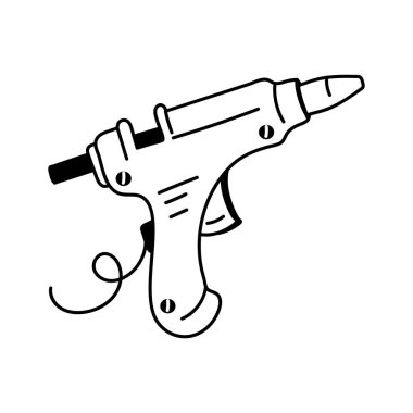 Yapıştırıcı tabancasının stilize edilmiş, siyah beyaz çizgisi.