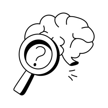 Kişisel farkındalığı ve kişisel gelişimi simgeleyen bir büyüteç ve beyin.