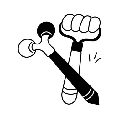 Fiziksel rahatlamayı ve kendine bakımı sembolize eden masaj araçlarının simgesi