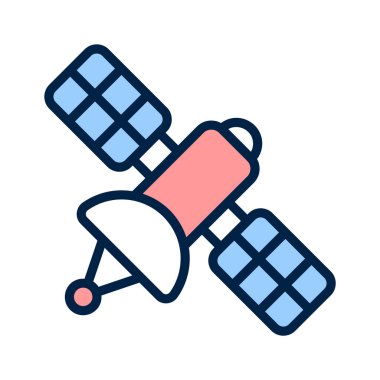 Uzay tabanlı küresel iletişim ağlarını sembolize eden uydu simgesi