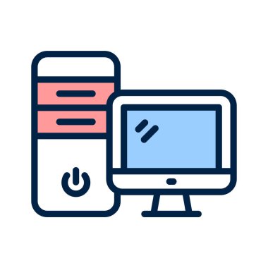 Dijital iletişim ve hesaplamayı temsil eden masaüstü bilgisayar simgesi