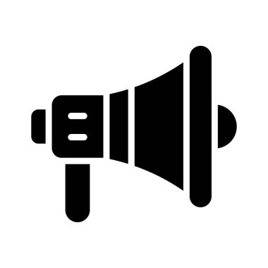 Megafon simgesi duyuruları, yüksek sesli iletişimi ve tanıtımı temsil eder.