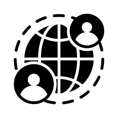 Dünya çapında ağ ve bilgi paylaşımını sembolize eden küresel iletişim simgesi
