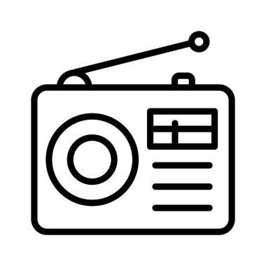 Geleneksel radyo vektör tasarımı, ses iletişimi ve yayın kavramı