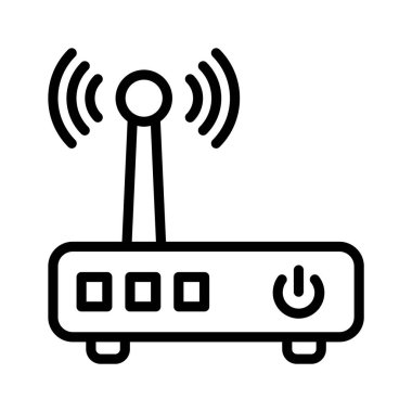Kablosuz internet bağlantısını ve iletişimi sembolize eden Wi-Fi modem simgesi