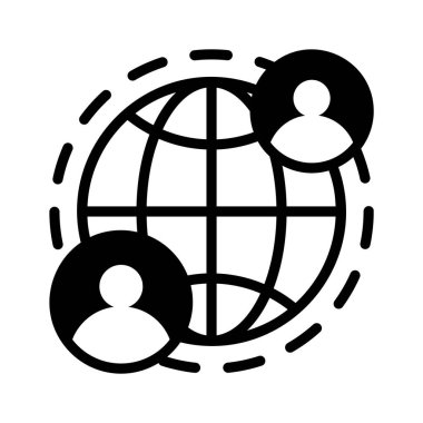 Dünya çapında ağ ve bilgi paylaşımını sembolize eden küresel iletişim simgesi