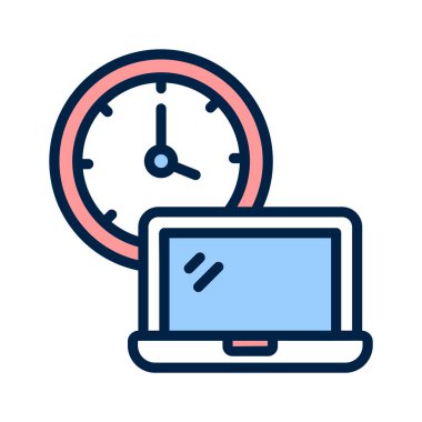 Çalışma saatinin dizüstü konsept simgesine sahip saat