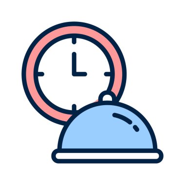 Tabakta yemek takvimini simgeleyen bir saat var.