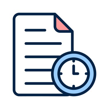 Zaman takip edilen dosya yönetimini simgeleyen belge ve saat