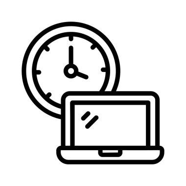 Çalışma saatinin dizüstü konsept simgesine sahip saat