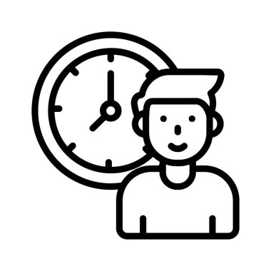 Zamanında gelmeyi simgeleyen saati olan bir kişinin simgesi
