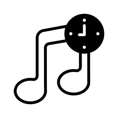 Müzik notası ve saat müziğe adanmış zamanı sembolize ediyor.