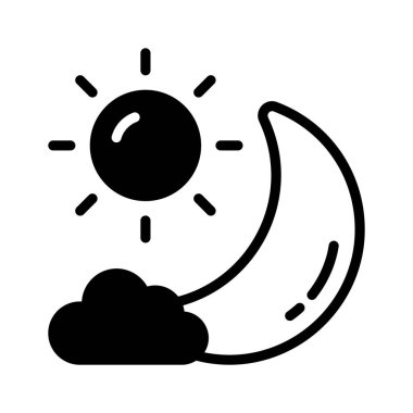 Gündüz geçişleri için güneşi ve ayı gösteren simge