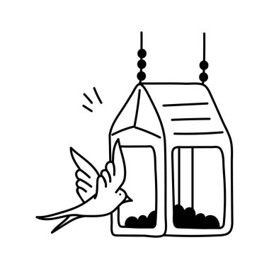 Take a look at this amazing icon of birds feeder in trendy style clipart