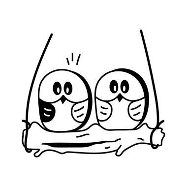 Sevimli, stilize baykuşlar, yeniden tasarlanmış bir dala tüneyerek, yükselmenin basit ama ilgi çekici bir illüstrasyonunu yaratıyor.