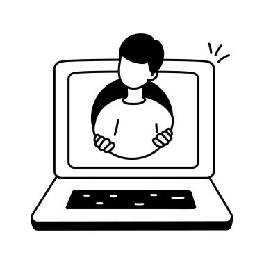 Profil resmi bir dizüstü ekranda görüntülendi, dijital profilin konsept simgesi