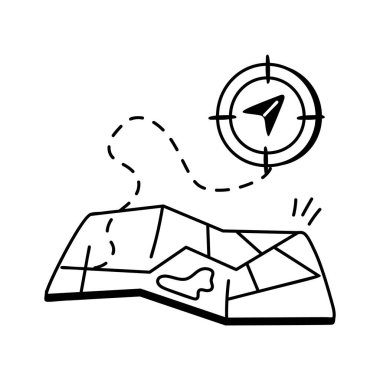 Yön ve harita tabanlı keşfi temsil eden soyut navigasyon sembolü