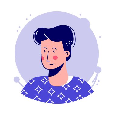 Kıvırcık siyah saçlı, açık tenli ve hoş bir ifadesi olan bir adam.