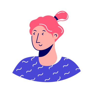 Genç bir kadın kafası ve omuzlarının renkli, stilize edilmiş bir simgesi.