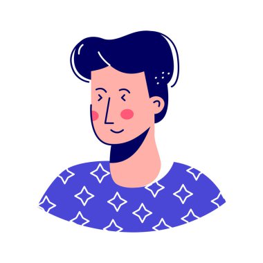 Kıvırcık siyah saçlı, açık tenli ve hoş bir ifadesi olan bir adam.