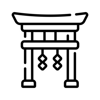 Beyaz arkaplanda modern biçimdeki Torii kapı vektör tasarımı izole