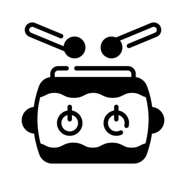 Rattles vektör tasarımı ile Çin Geleneksel Müzik Davulu, düzenlenebilir simge