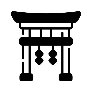 Beyaz arkaplanda modern biçimdeki Torii kapı vektör tasarımı izole