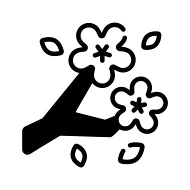 Sakura çiçek vektör tasarımı, kiraz çiçeği ikonu modern tarzda