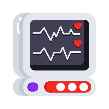 Tıbbi teşhisler için kalp atış hızı gösteren bir EKG makinesi.