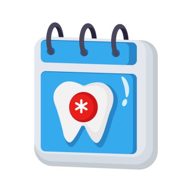 Diş sağlığı kliniği randevularını ve programlarını temsil eden bir takvim simgesi.