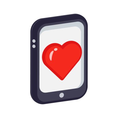 Aşkı ve bağlantıyı simgeleyen bir kalp tablet ekranda görüntülenir